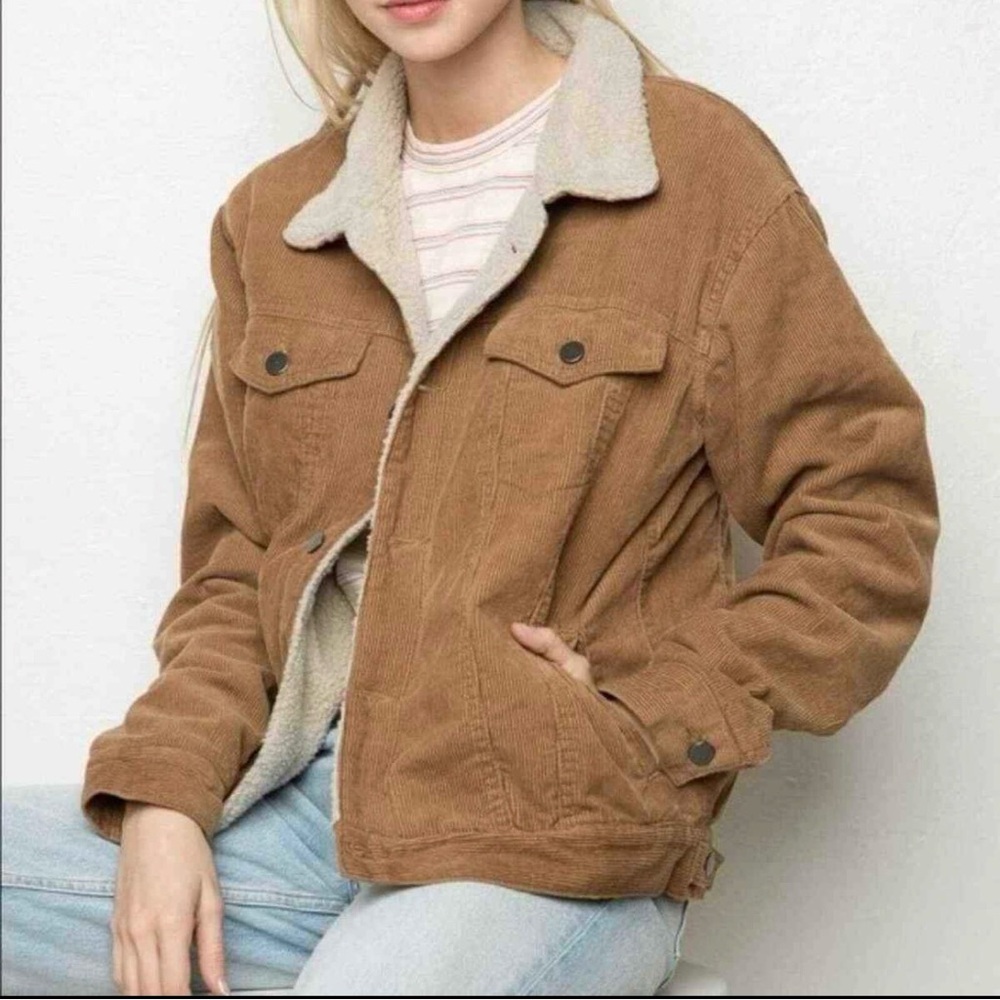 Brandy Mellville / John Galt Tan Sherpa-Lined Jacket